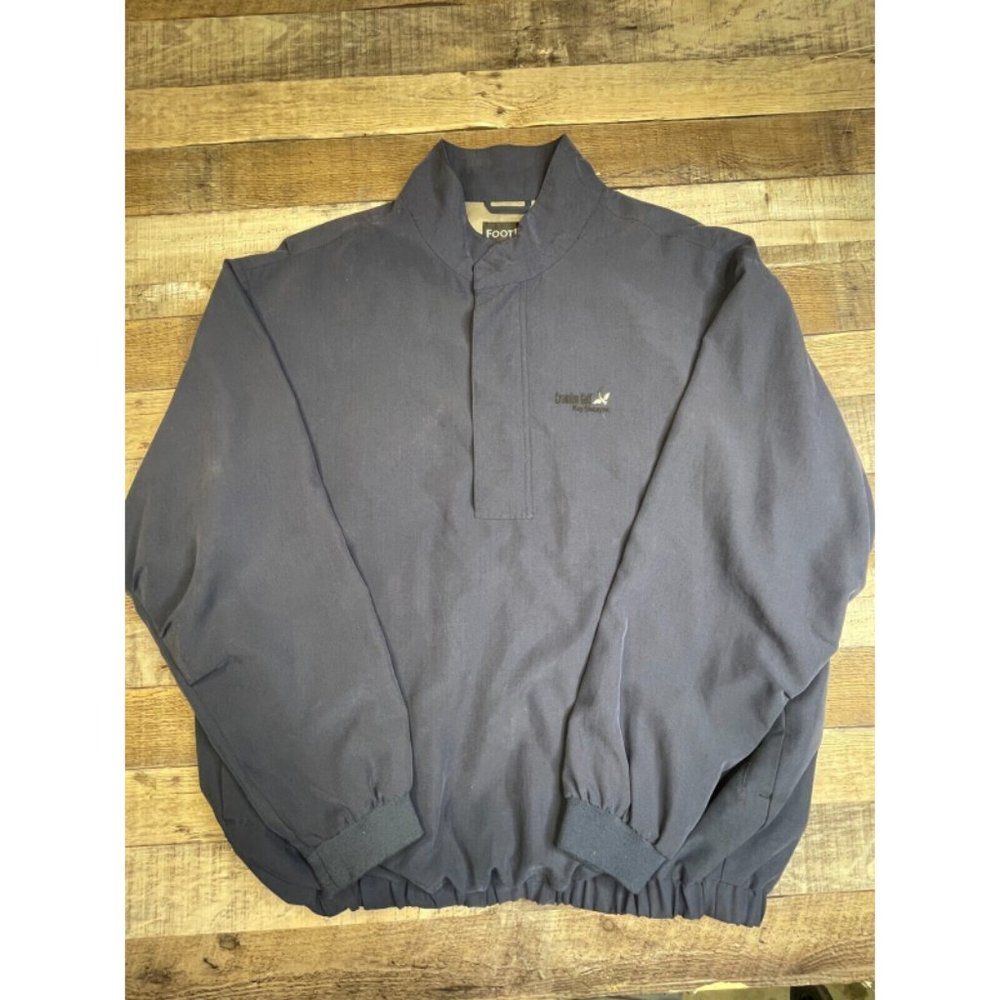 Footjoy FJ Men XL Windbreaker Golf Jacket 1/2 Zip Blue Lined Long Sleeve